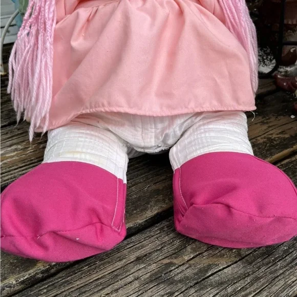 Ice Cream Doll Girl Pink Yarn Hair Blue Eyes 23” J Shin Co Plastic Vintage 80s